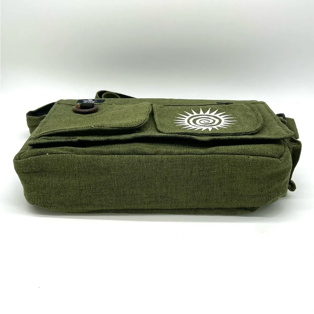 Multi pocket Cotton Embroidered Laptop Messenger Bag